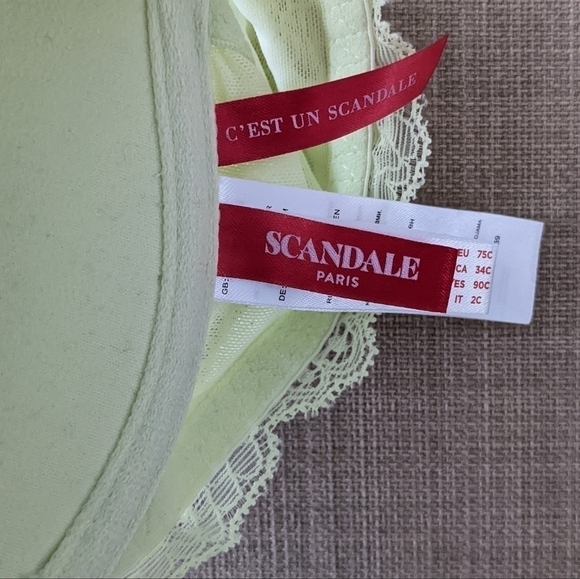 Scandale Paris quality bra in pastel green yellow sparkling Lurex 34C c067 - Picture 5 of 6